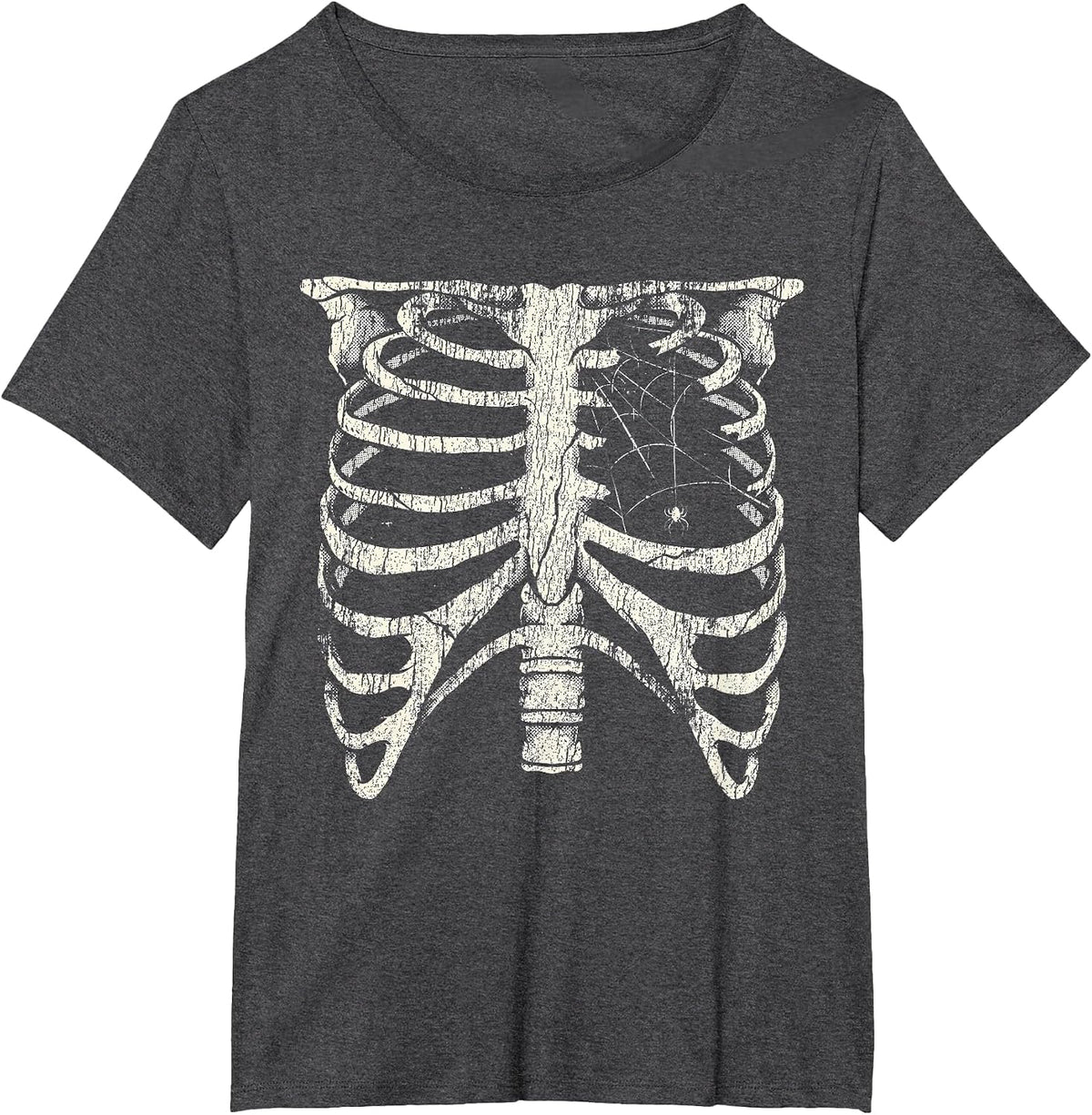 Skeleton Rib Cage Horror Alt Goth Halloween Costume Gothic T-Shirt - Dark Heather Grey