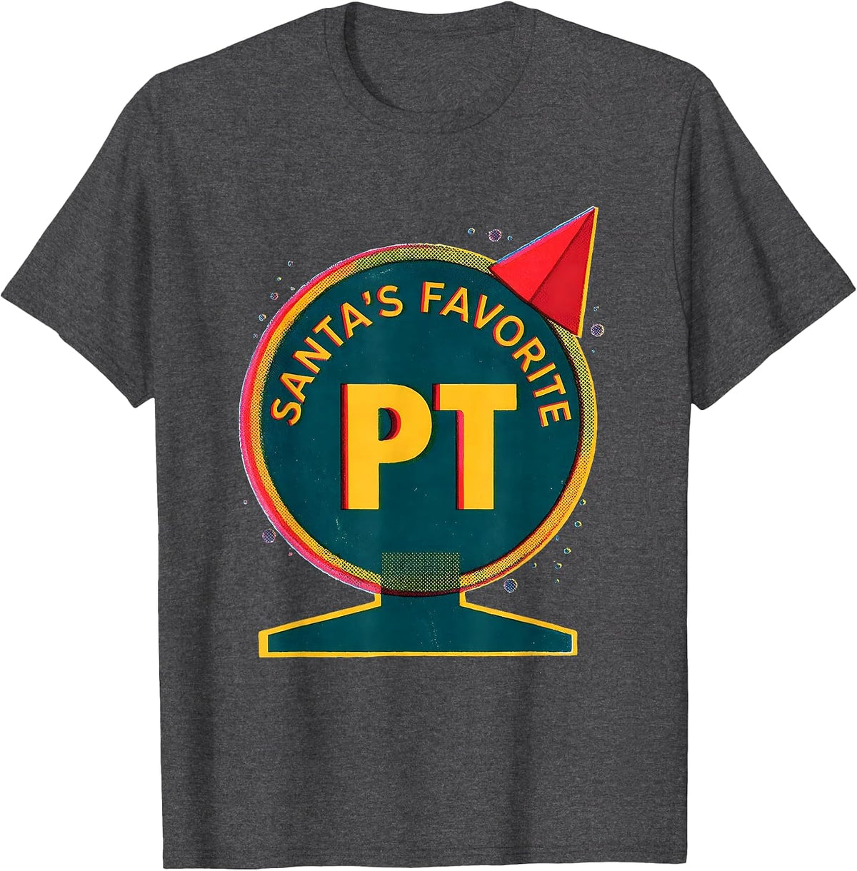Men's Santa's Favorite PT Funny Physical Therapy Therapist T-Shirt - Dark Heather Grey