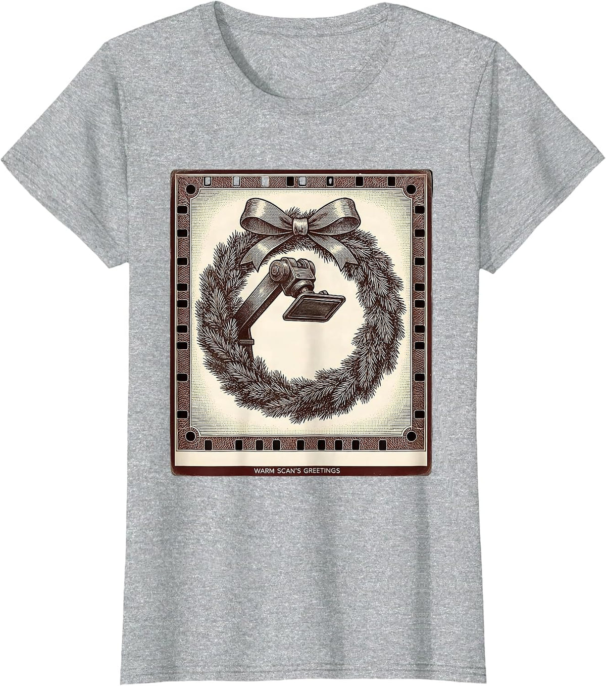 Women's Warm Scan's Greetings Crosshatch Etching Radiology Tech T-Shirt - Heather Grey