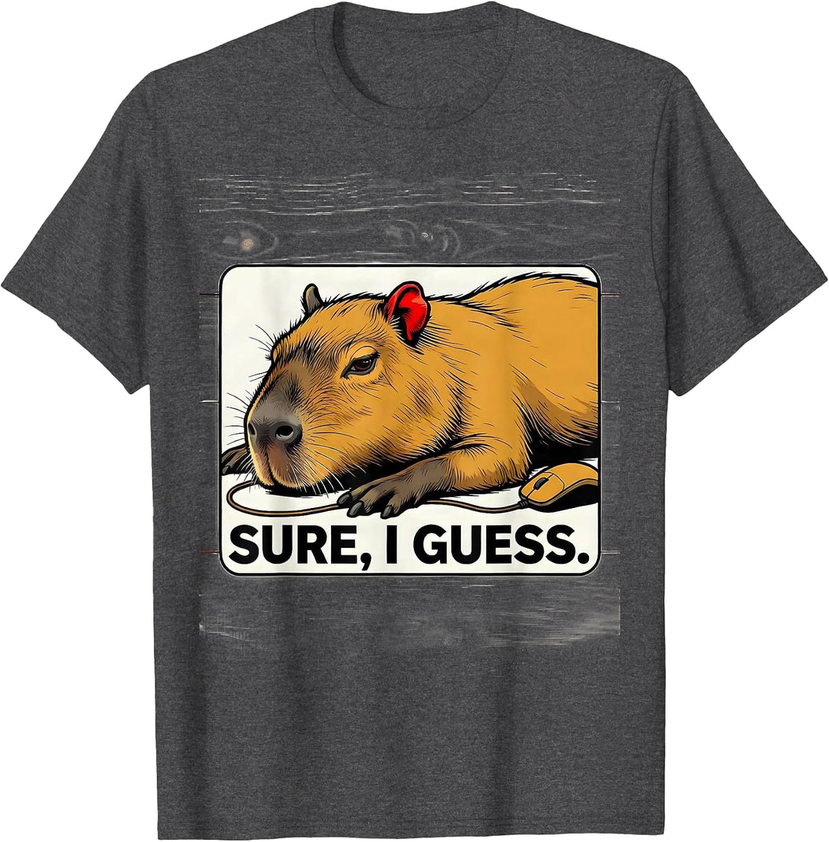 Men's SURE, I GUESS Funny Capybara Gamer Meme Humor T-Shirt - Dark Heather Grey