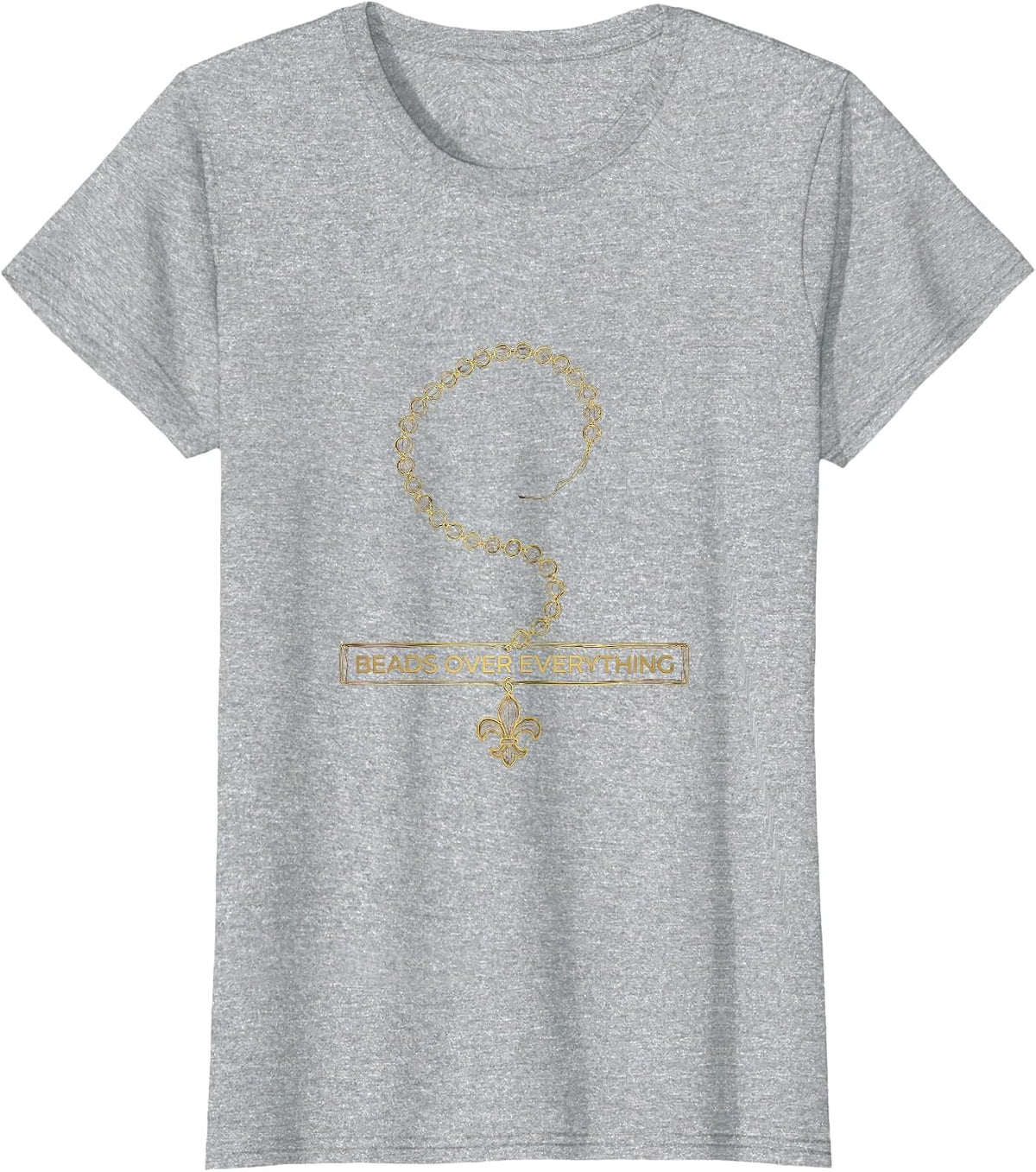 Beads Over Everything Mardi Gras Design T-Shirt - Heather Grey