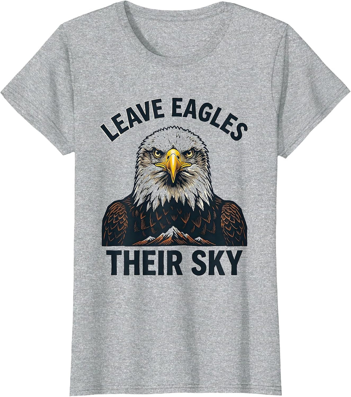 Leave Eagles Their Sky Linocut Eagle Wildlife Conservation T-Shirt - Heather Grey