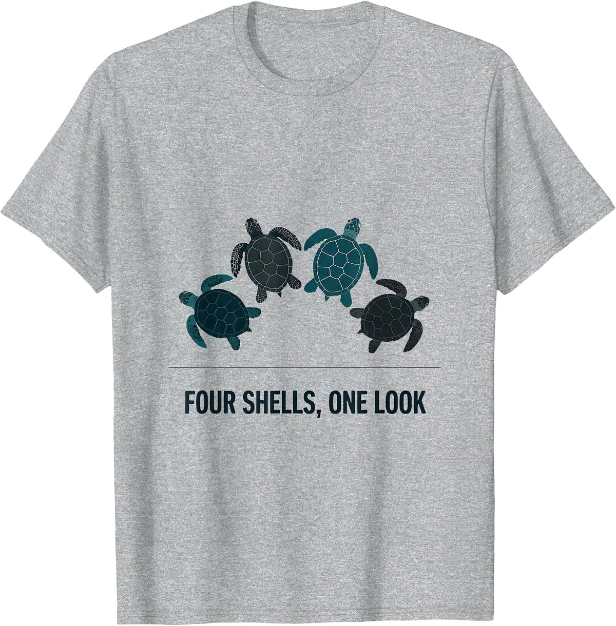 Men's Four Shells One Look Editorial Conceptual Sea Turtle T-Shirt - Heather Grey