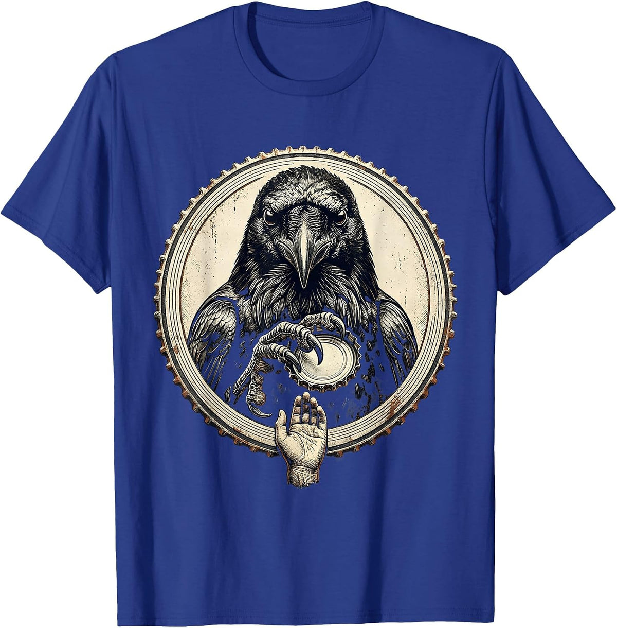 Men's Sealed Crow Vintage Gothic Crow Lover Humor T-Shirt - Royal Blue