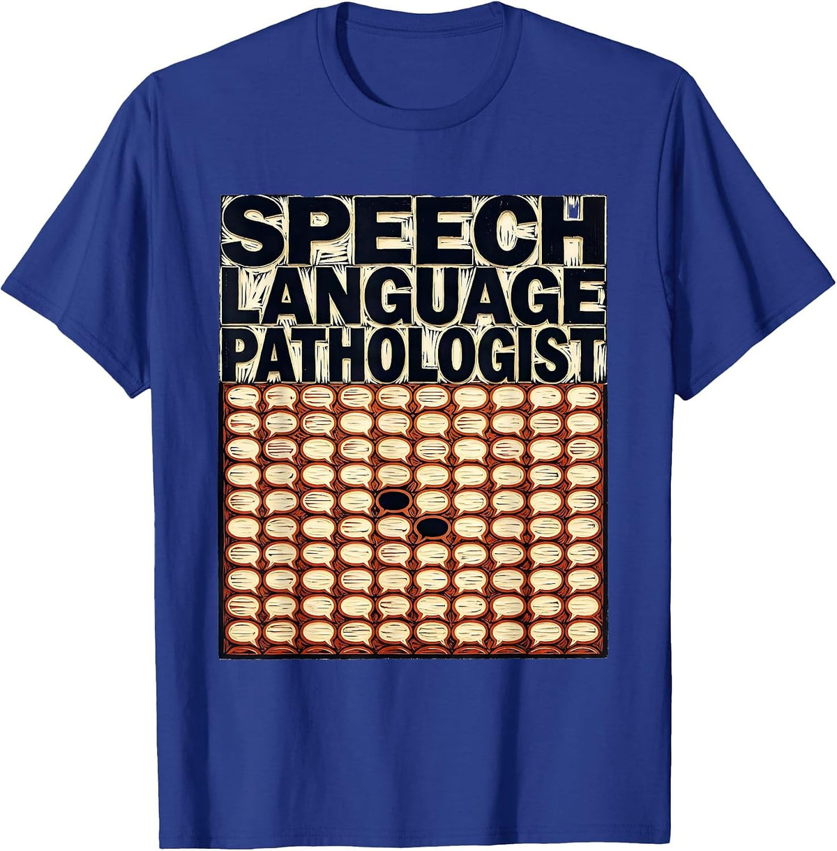 Men's Speech Language Pathologist Linocut Retro SLP Therapist T-Shirt - Royal Blue