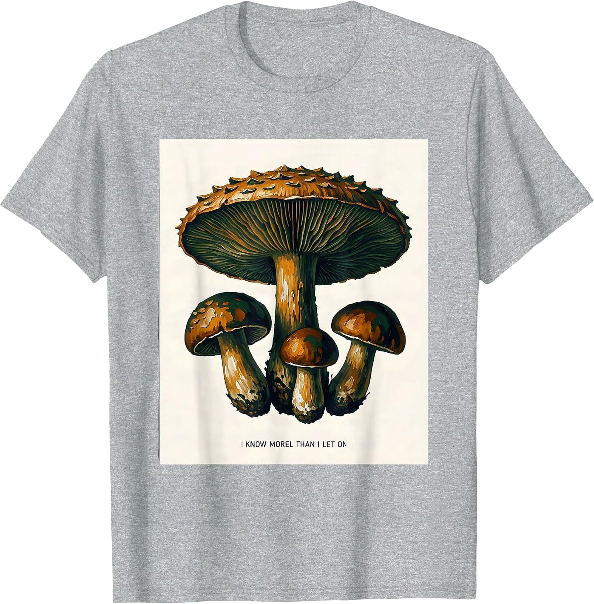 Men's I Know Morel Than I Let On Funny Mushroom Forager Retro T-Shirt - Heather Grey