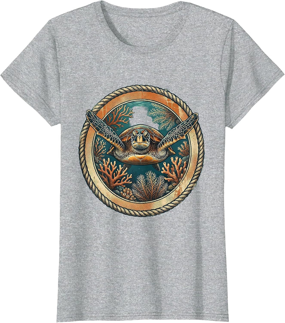 Dominican Sea Turtle Coral Reef Graphic T-Shirt - Heather Grey