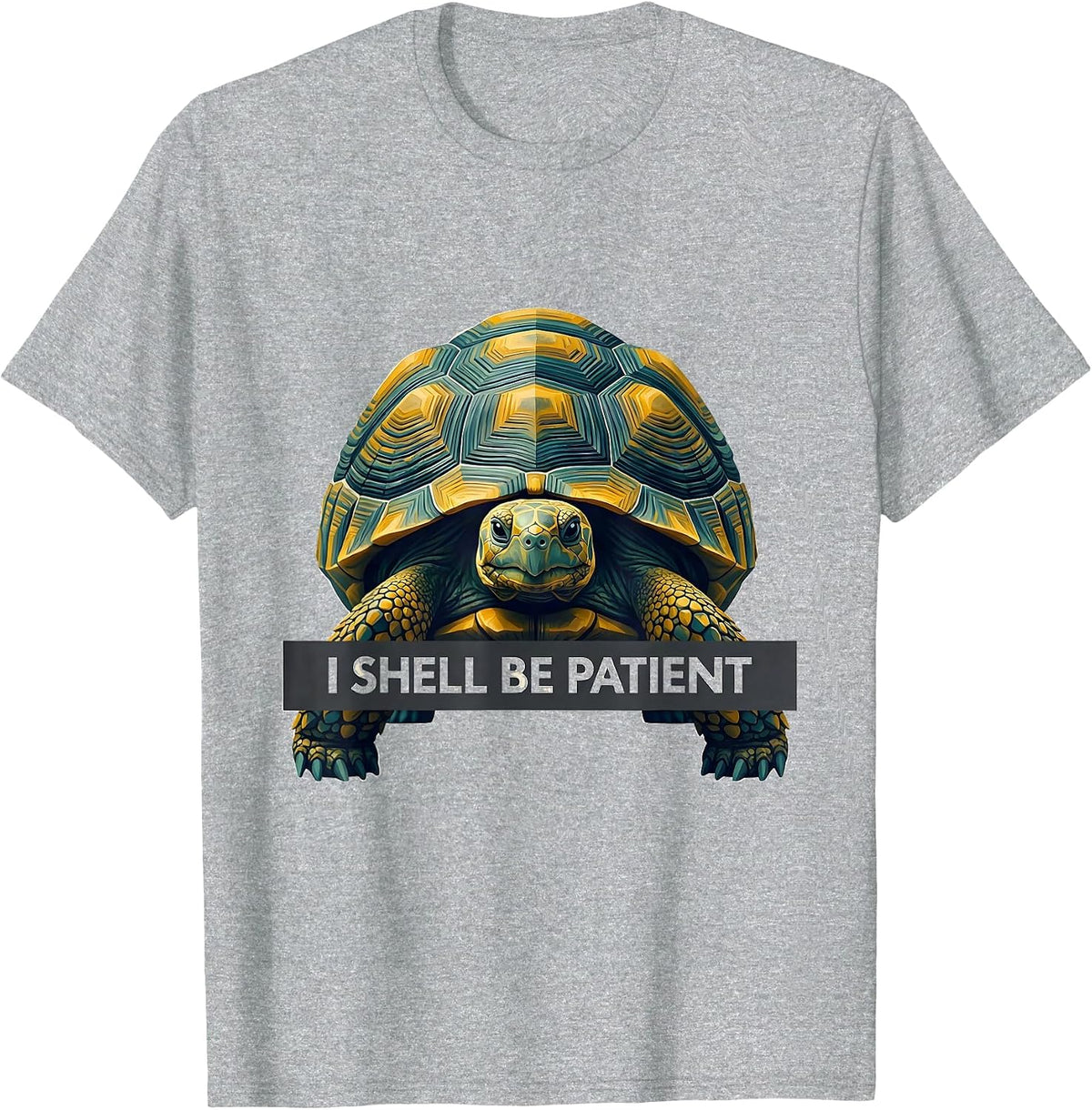 Men's I Shell Be Patient Midcentury Modern Turtle Lover Gift T-Shirt - Heather Grey