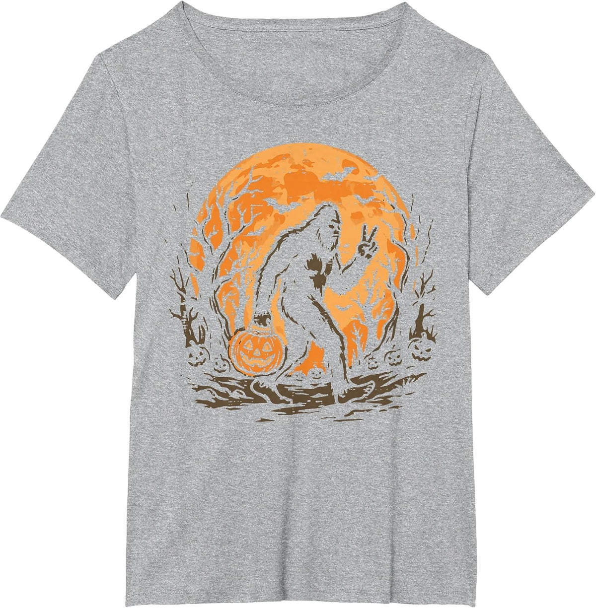 Halloween Bigfoot Peace Moon Sasquatch Costume Men Women Kid T-Shirt - Heather Grey