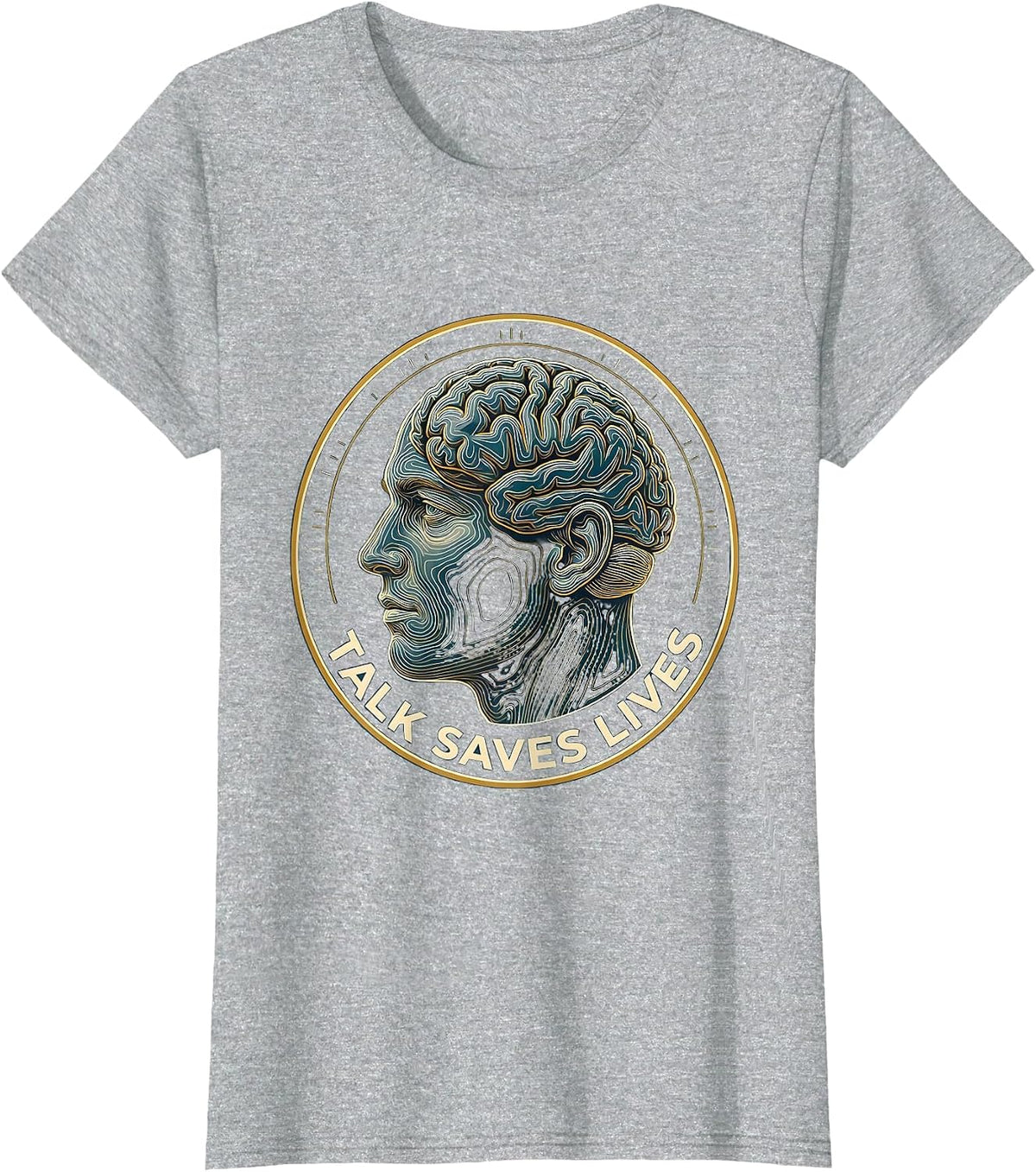 Women's Talk Saves Lives Suicide Awareness Design T-Shirt - Heather Grey