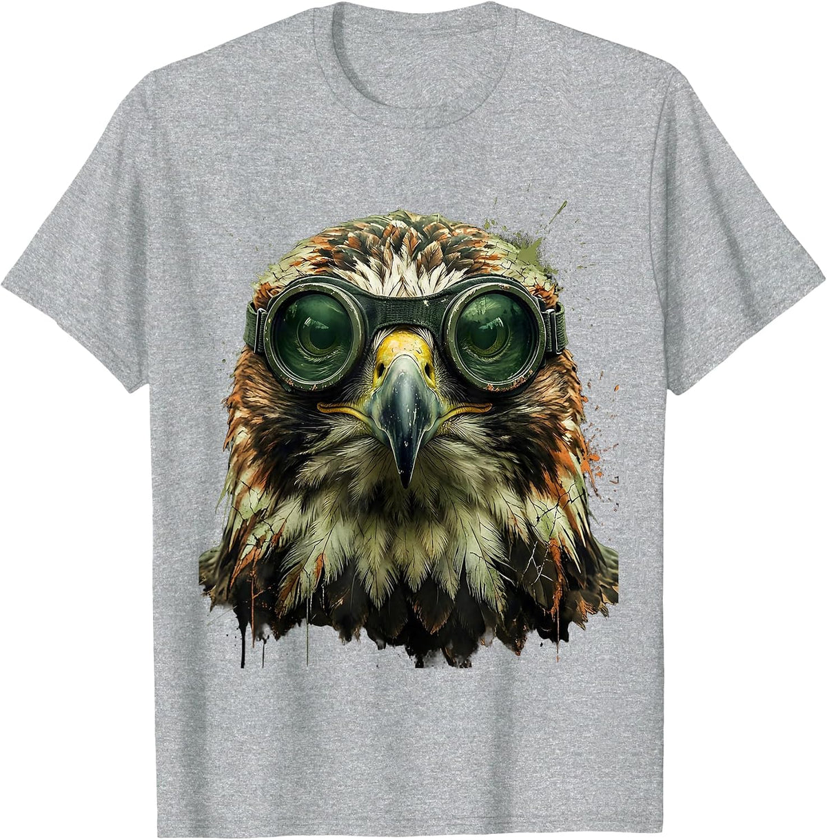 Men's Eagle Head Night Vision Goggles Military Art T-Shirt - Heather Grey