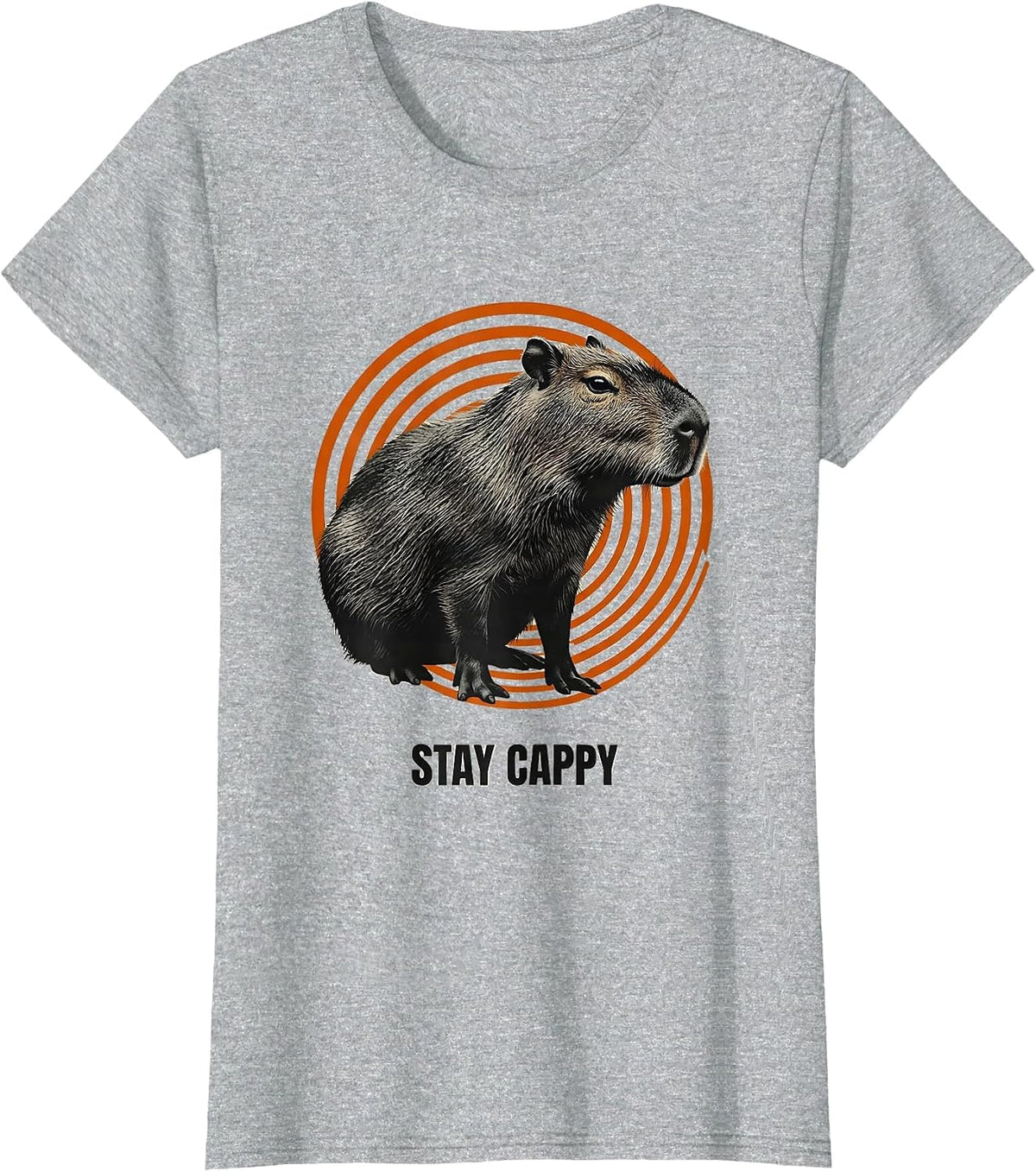 Stay Cappy Funny Capybara Meme Animal Humor T-Shirt - Heather Grey
