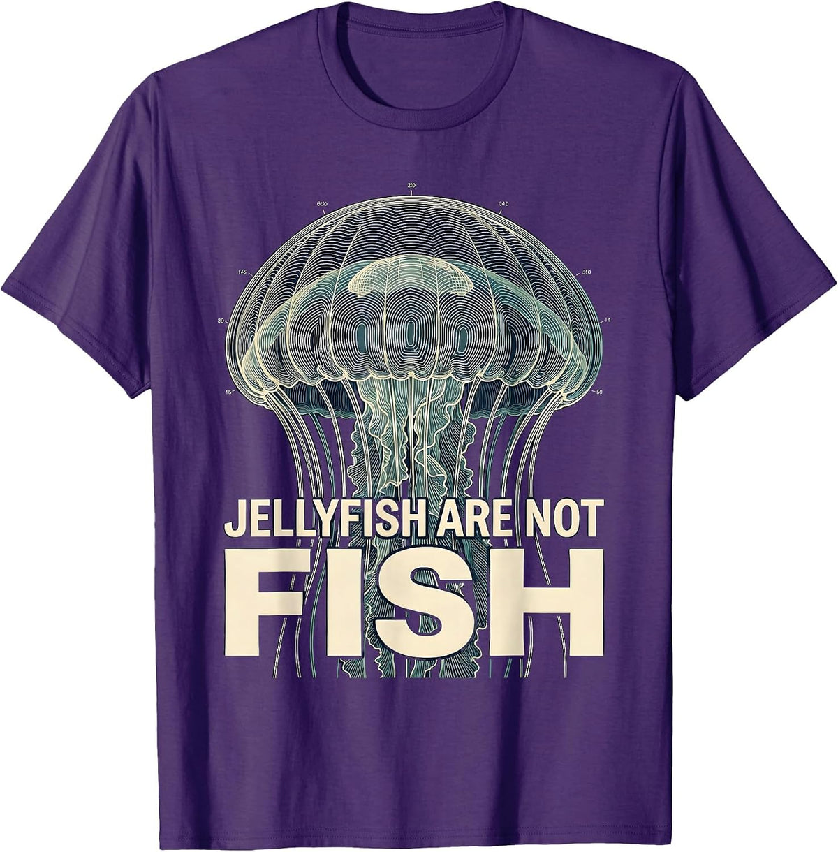 Men's Jellyfish Are Not Fish Playful Marine Biology Ocean Lover T-Shirt - Purple