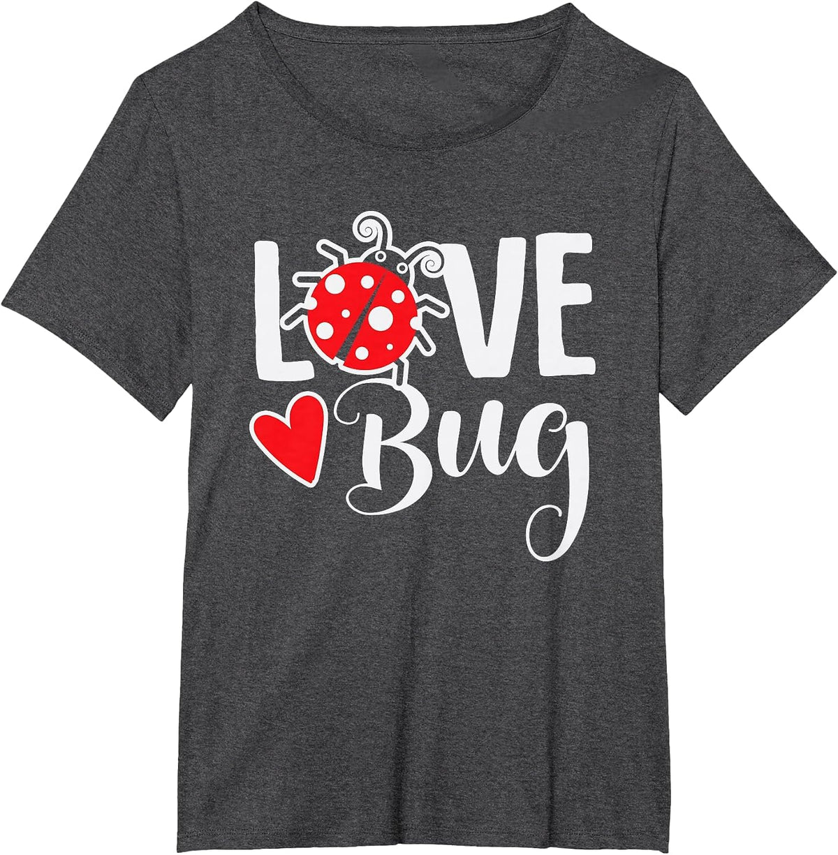 Love Bug Cute Valentine's Day Party Ladybug T-Shirt - Dark Heather Grey