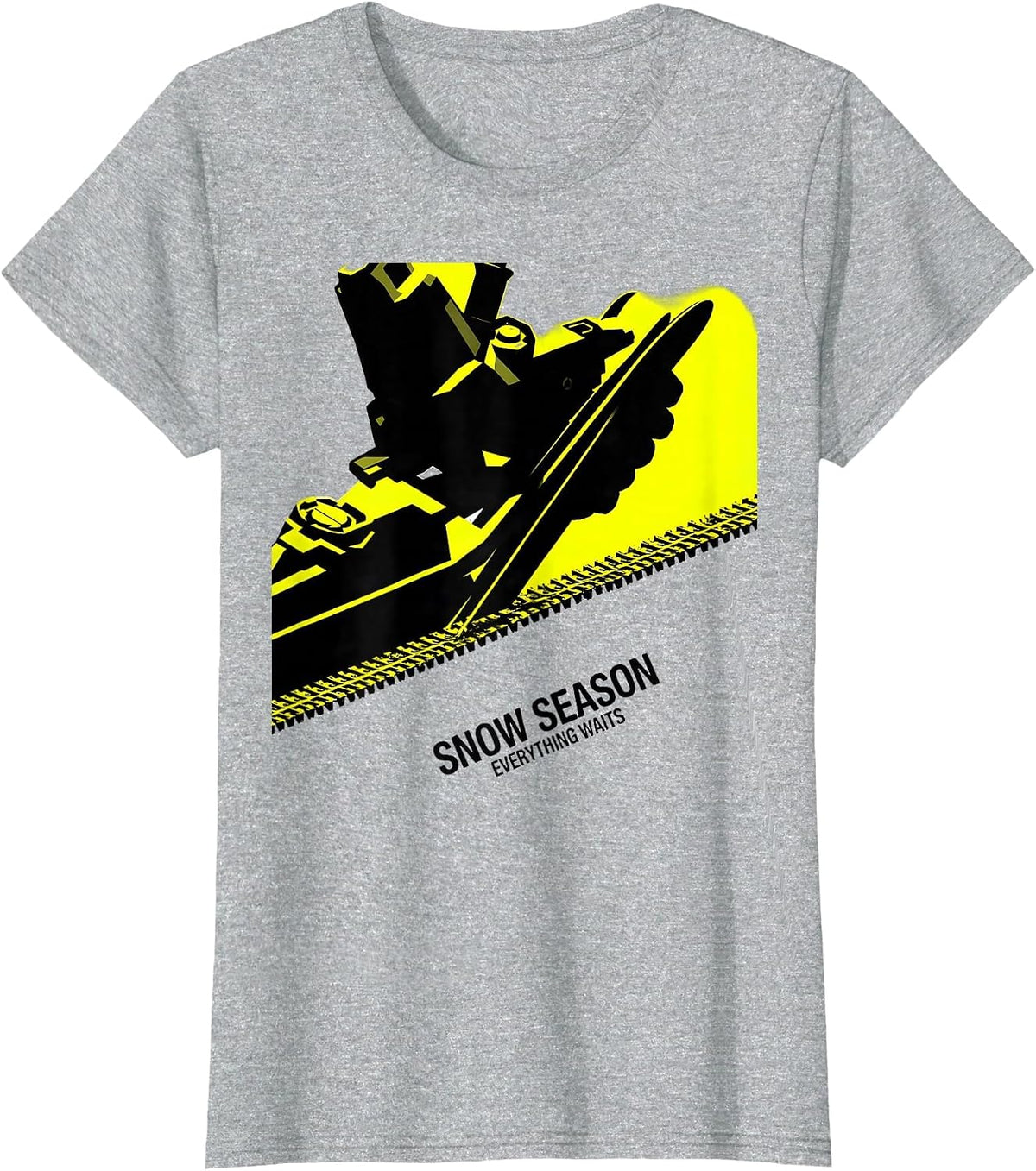 Snow Season, Everything Waits New Wave Snowmobile Rider T-Shirt - Heather Grey