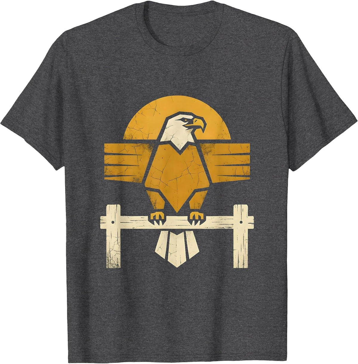 Men's Texas Bald Eagle Perched on Fence Post Graphic T-Shirt - Dark Heather Grey