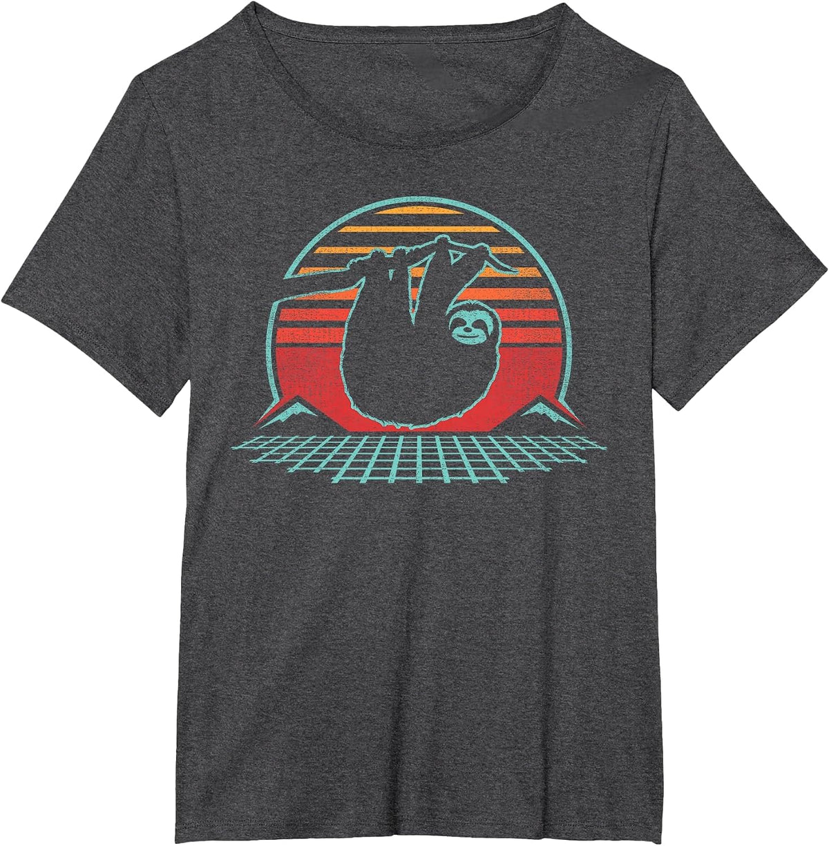 Sloth Lover Animal Retro Vintage 80s Style T-Shirt - Dark Heather Grey