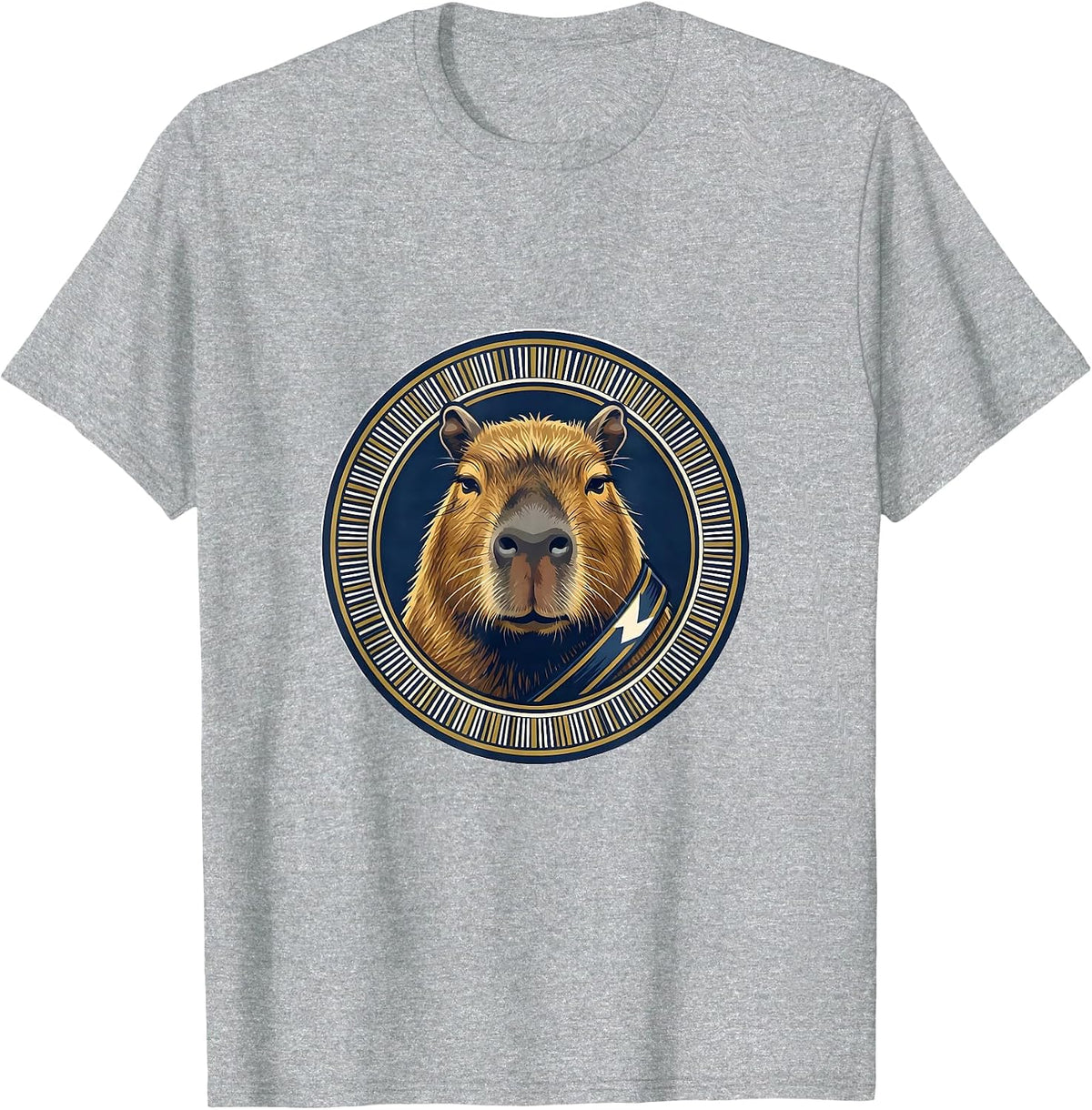 Men's Capybara Varsity Badge Sports Humor Animal Lover T-Shirt - Heather Grey