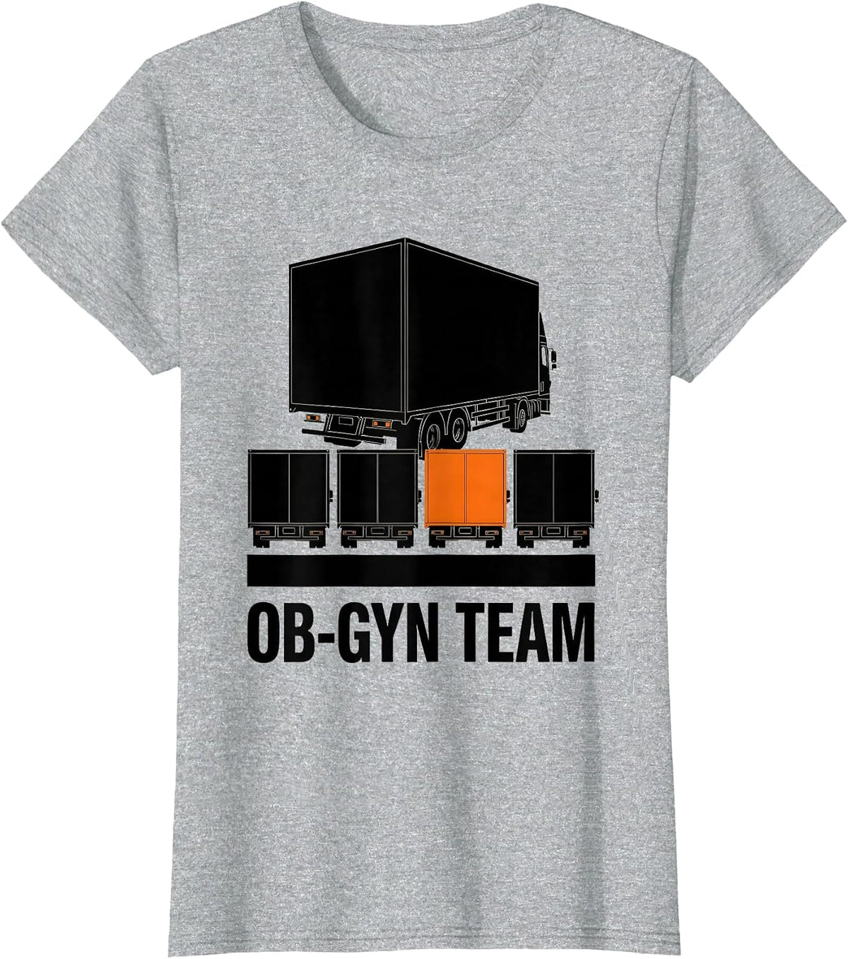OB-GYN Team Brutalist Graphic Healthcare Humor T-Shirt - Heather Grey