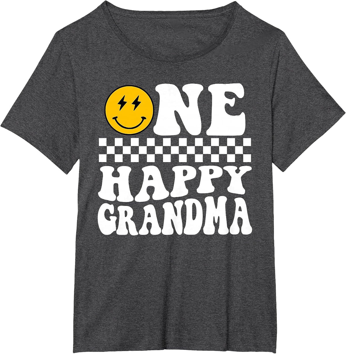 One Happy Dude 1st Birthday One Cool Grandma Family Matching T-Shirt - Dark Heather Grey