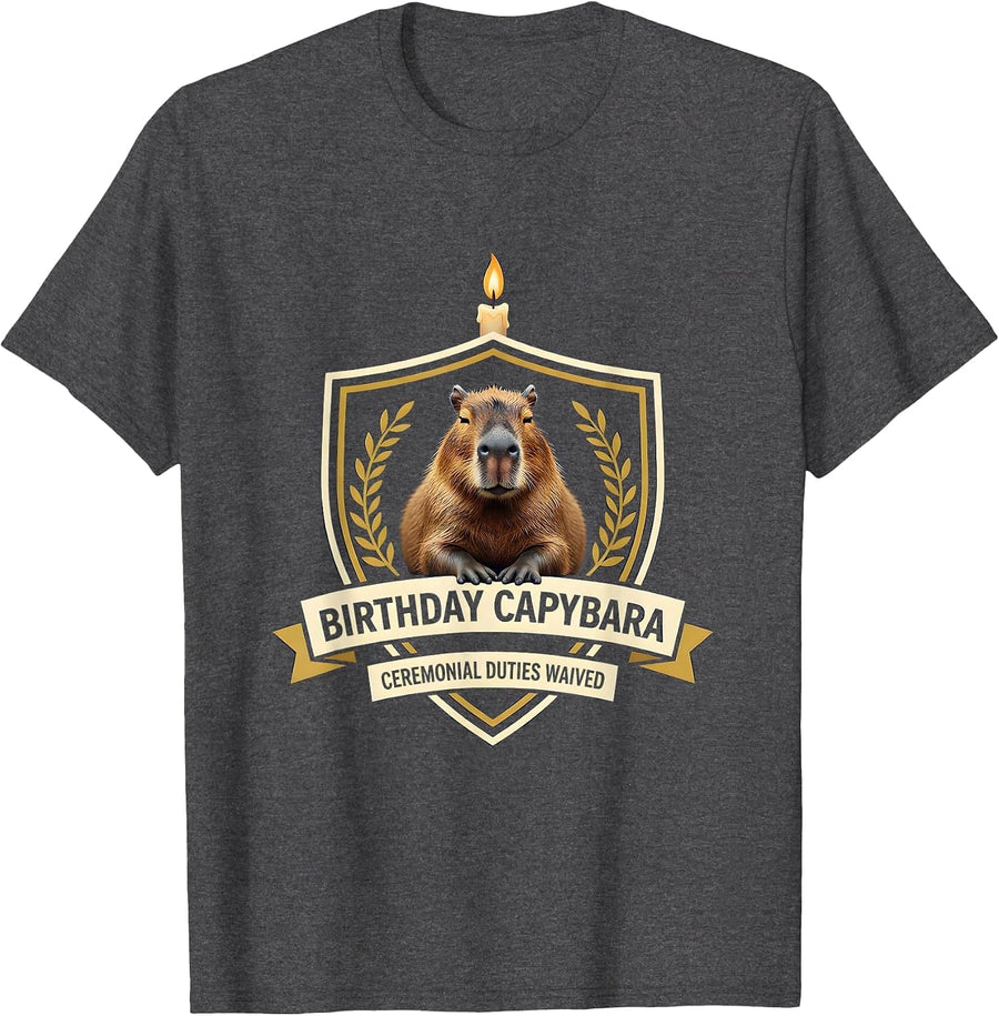 Men's Birthday Capybara, Ceremonial Duties Waived Funny T-Shirt - Dark Heather Grey