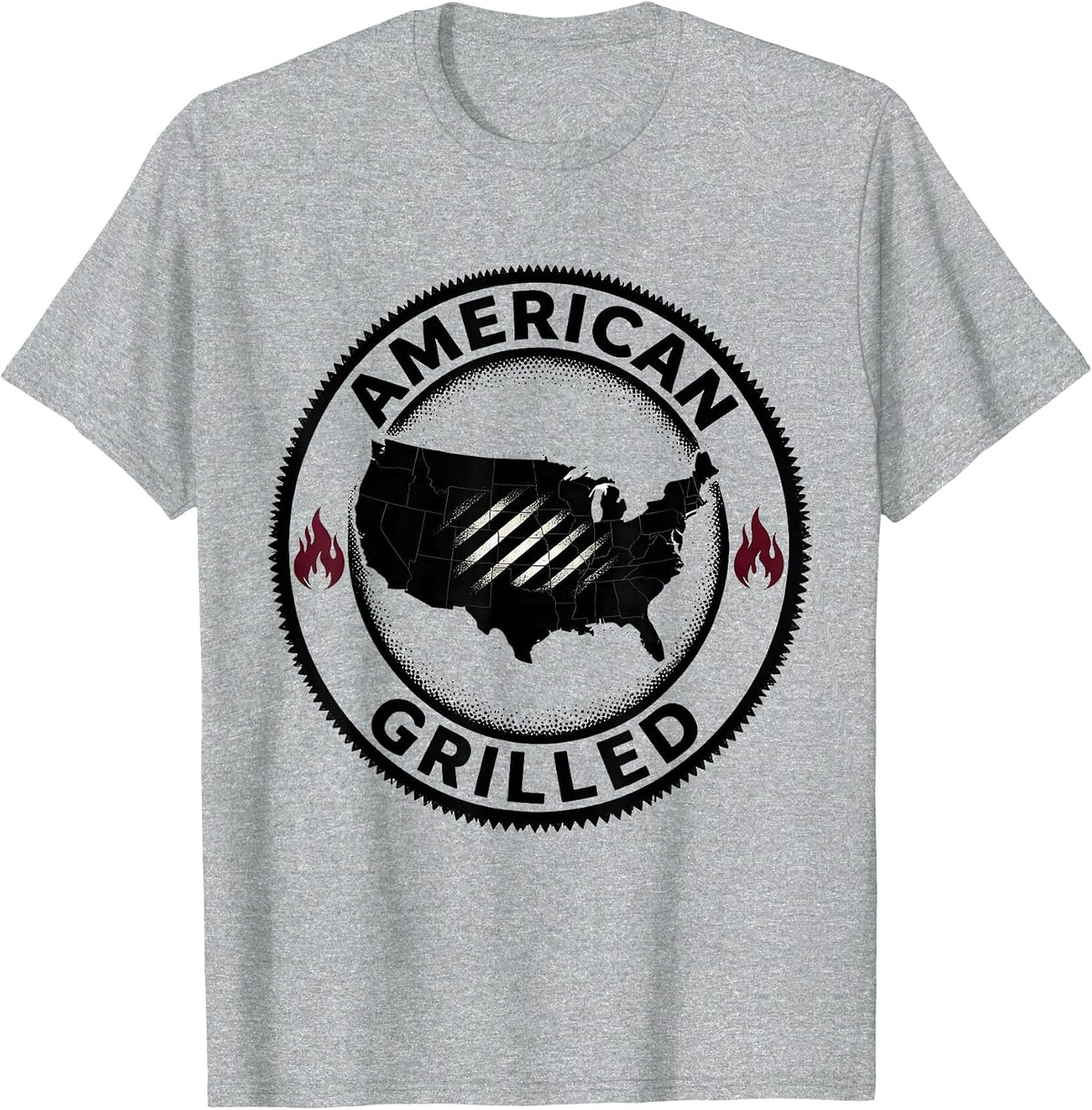 Men's American Grilled Labor Day USA Grill Marks Design T-Shirt - Heather Grey