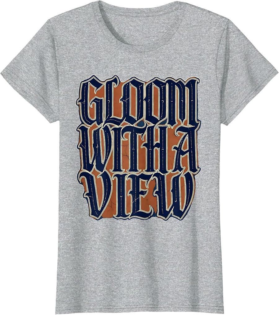Gloom With A View Dark Gothic Design T-Shirt - Heather Grey