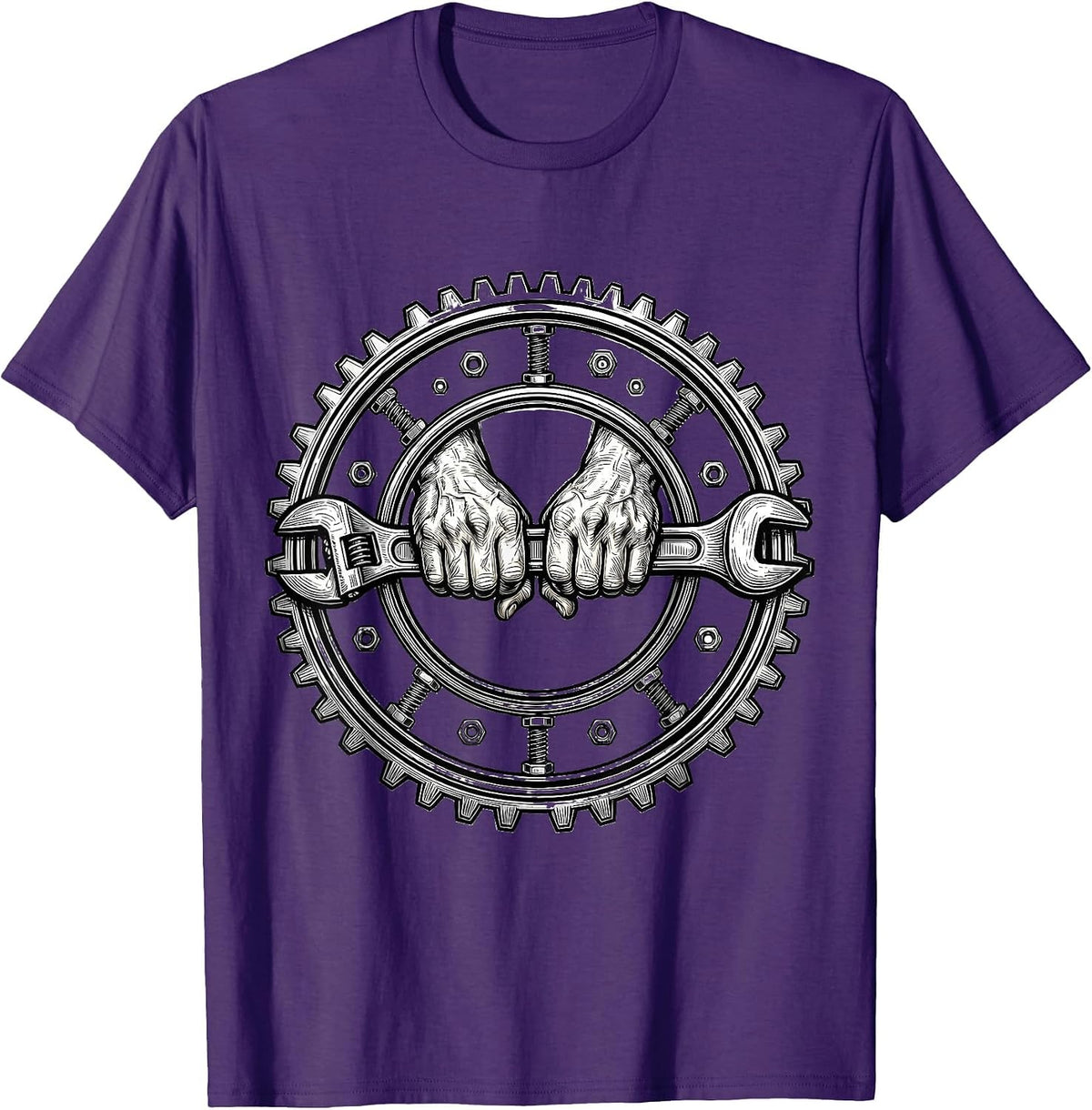 Mechanic Torque Wrench Grip Graphic Design T-Shirt - Purple