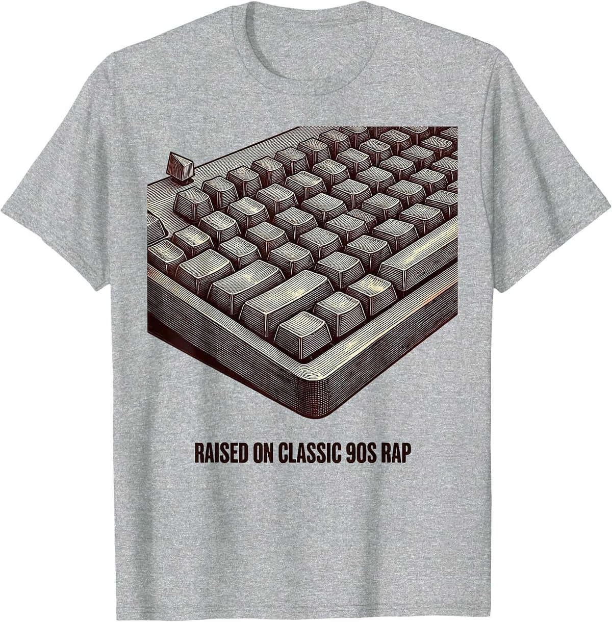 Men's Raised On Classic 90s Rap Retro Hip Hop Nostalgia Unisex T-Shirt - Heather Grey