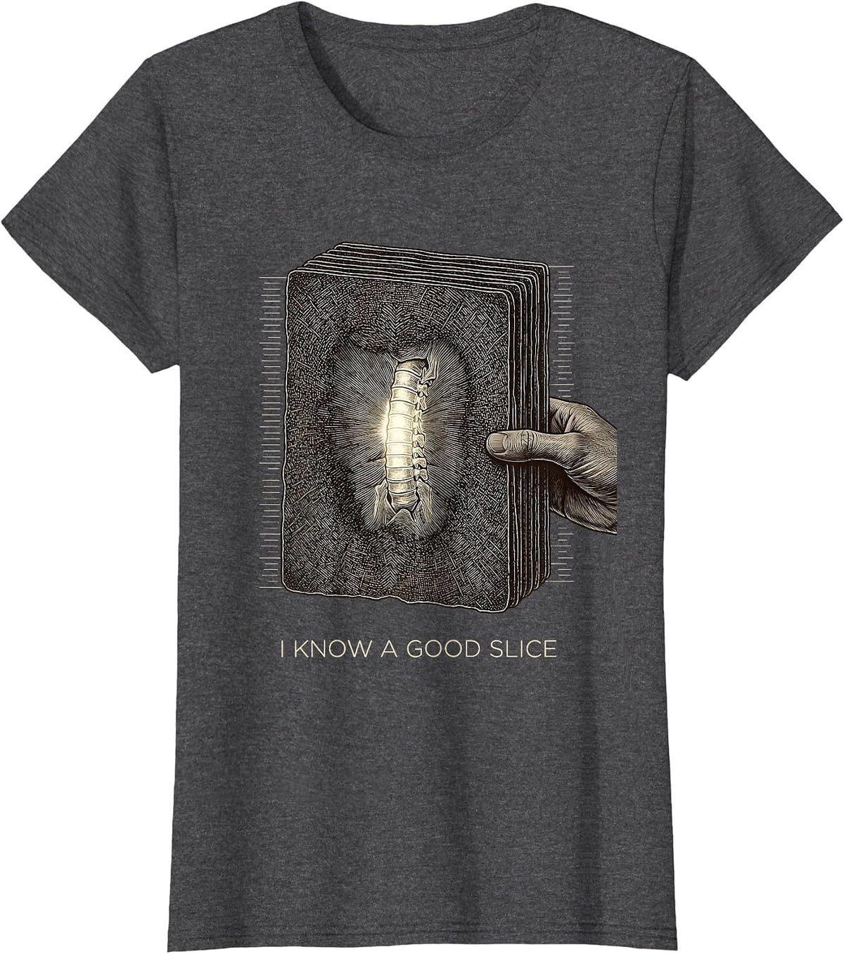 Women's I Know A Good Slice Radiology Tech CT Tech Humor T-Shirt - Dark Heather Grey