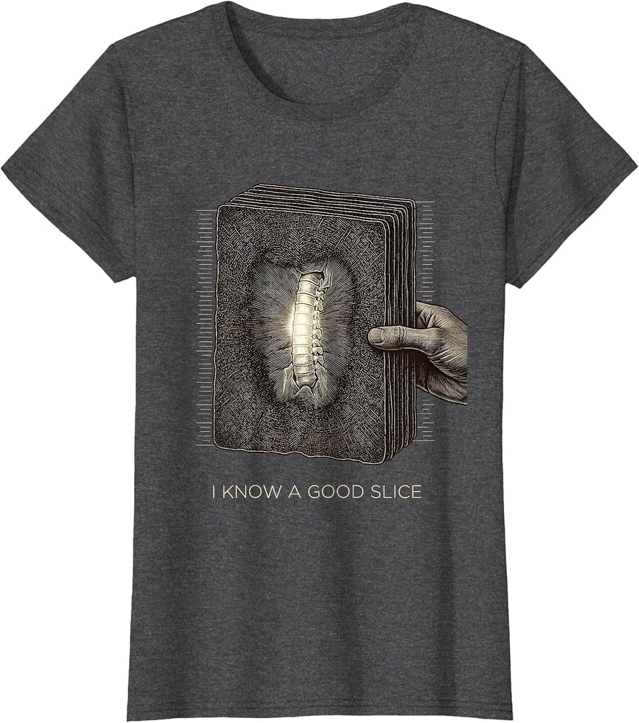 Women's I Know A Good Slice Radiology Tech CT Tech Humor T-Shirt - Dark Heather Grey