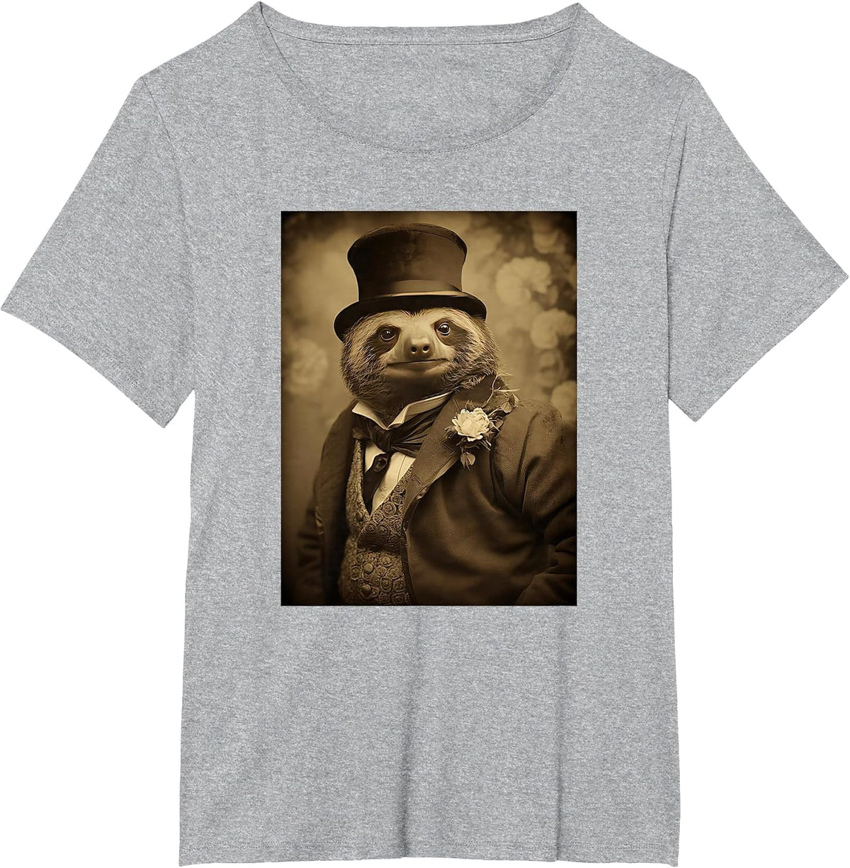 Funny Sloth Photo Victorian Animal Sloth T-Shirt - Heather Grey