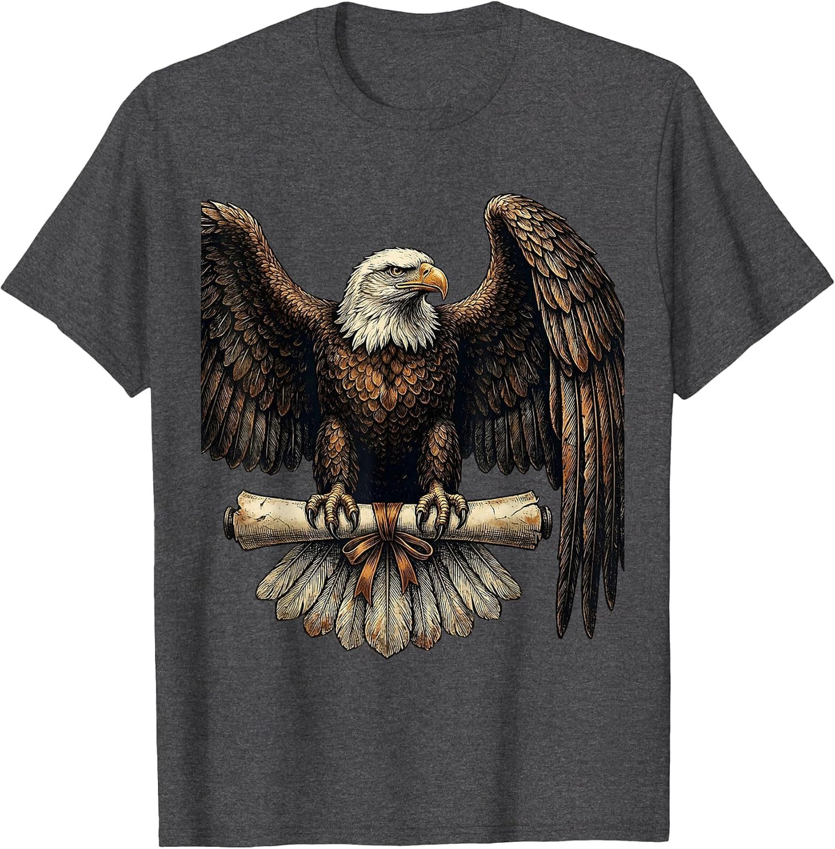 Eagle Clutching Diploma College Graduation Design T-Shirt - Dark Heather Grey
