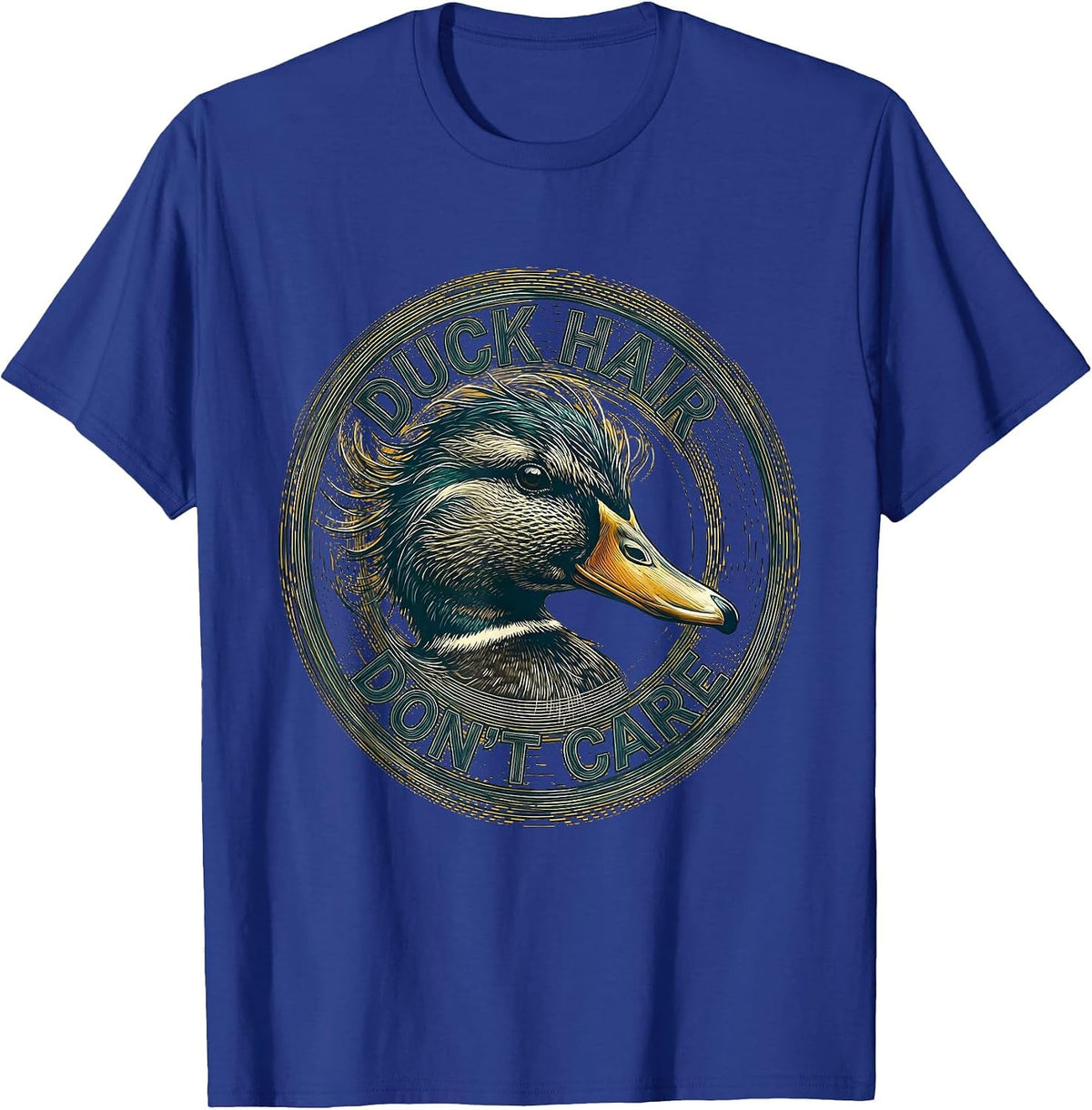 Duck Hair Don't Care Funny Duck Design T-Shirt - Royal Blue