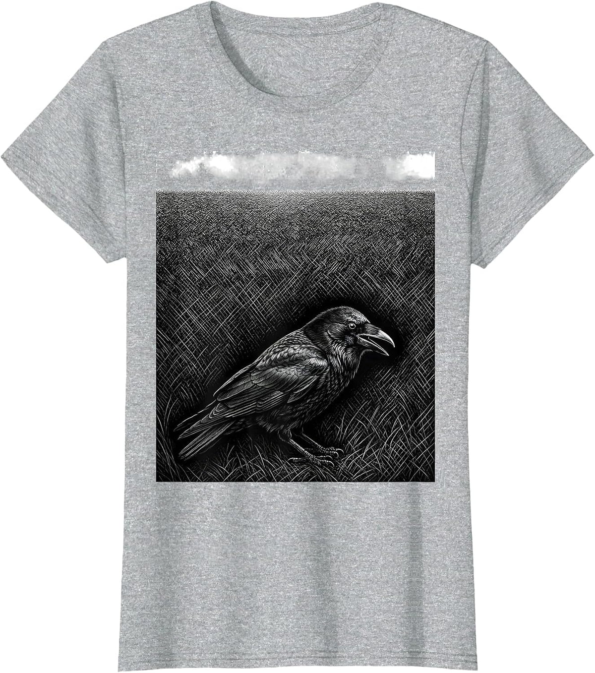Crow Silhouette Dark Humor Gothic Bird Lover T-Shirt - Heather Grey