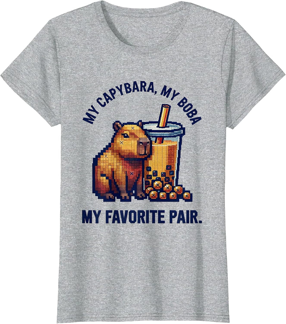 My Capybara My Boba My Favorite Pair Cute Kawaii Anime T-Shirt - Heather Grey