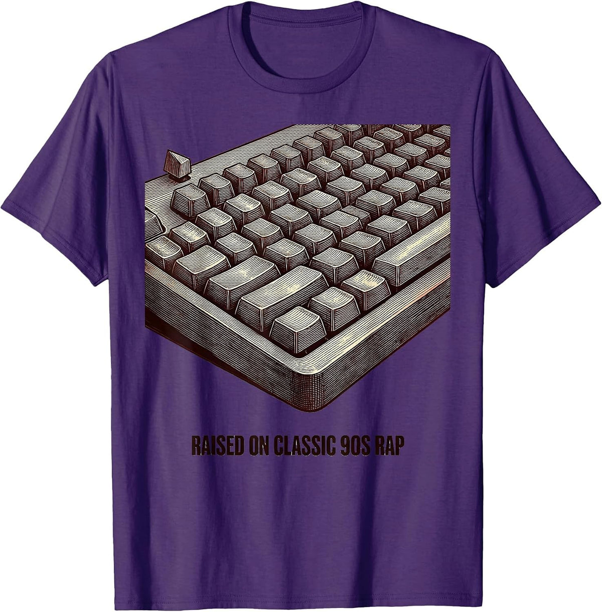 Men's Raised On Classic 90s Rap Retro Hip Hop Nostalgia Unisex T-Shirt - Purple