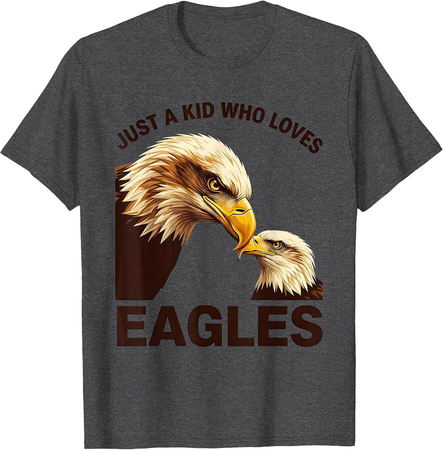 Men's Just A Kid Who Loves Eagles Eagle Fan Family Mascot Pride T-Shirt - Dark Heather Grey