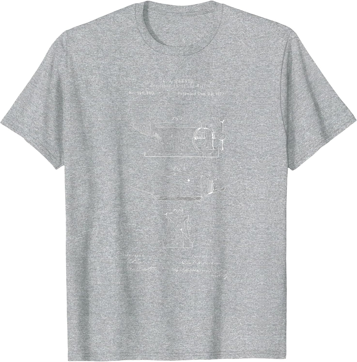 Antique Blacksmith Anvil Patent Print T-Shirt - Heather Grey