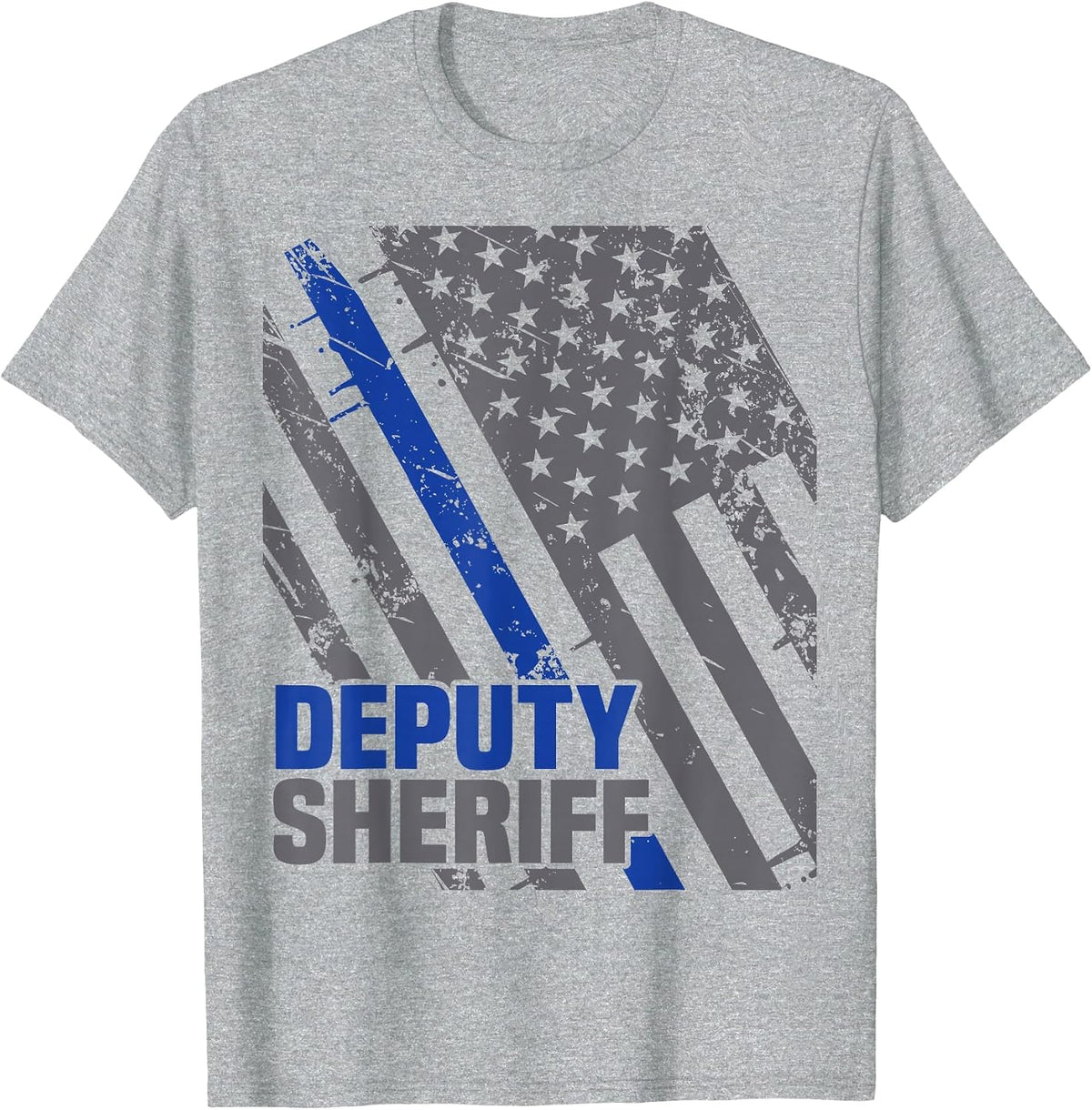 Deputy Sheriff Police Thin Blue Line Cop T-Shirt - Heather Grey