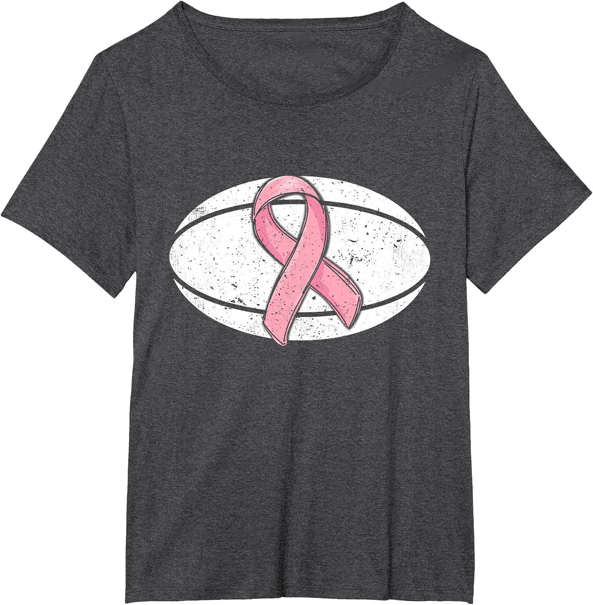 Rugby Pink Ribbon Breast Cancer Awareness Sport Lover T-Shirt - Dark Heather Grey