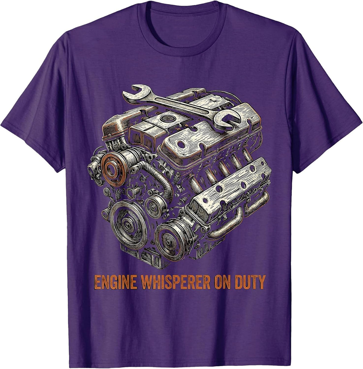 Men's Engine Whisperer On Duty Mechanic Design T-Shirt - Purple