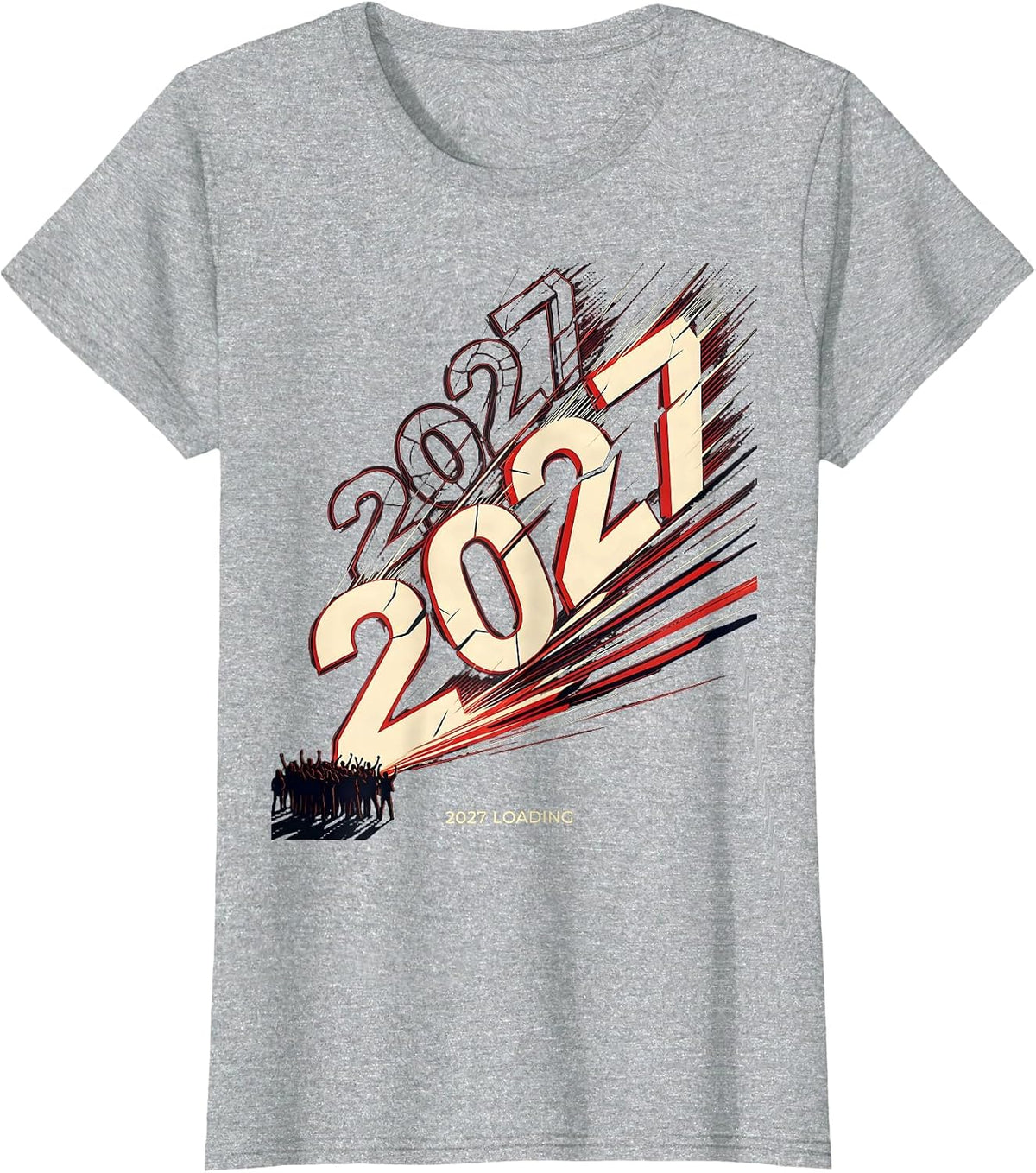 Women's 2027 Loading Futurist Dynamism New Year Party Family T-Shirt - Heather Grey