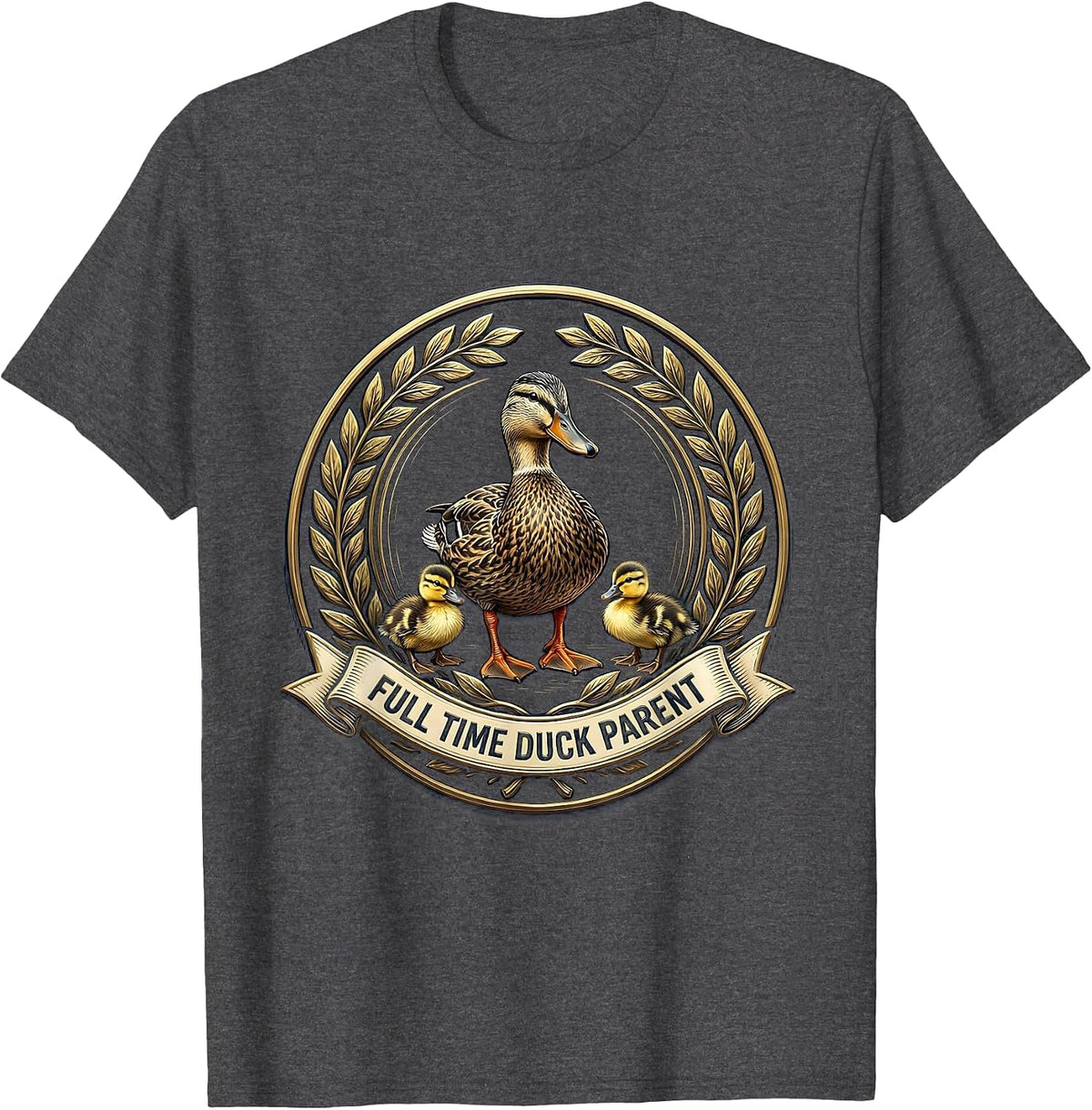 Men's Full Time Duck Parent Funny Duck Lover Design T-Shirt - Dark Heather Grey