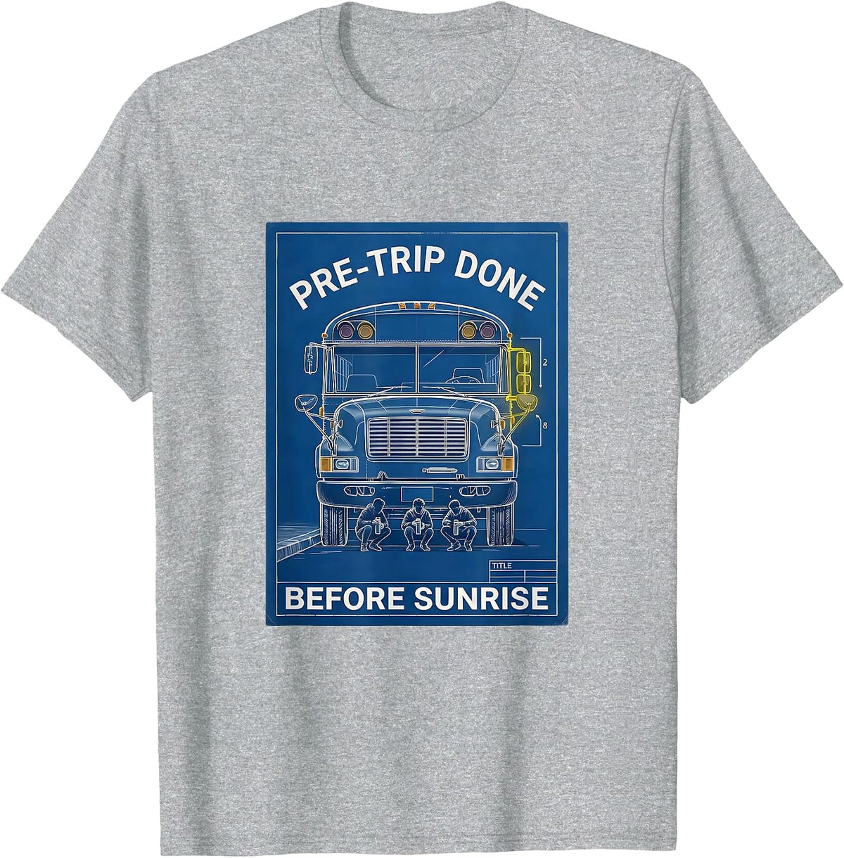 Men's Pre-Trip Done Before Sunrise Technical Blueprint School Bus T-Shirt - Heather Grey