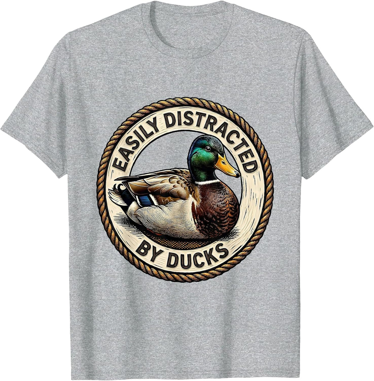 Men's Easily Distracted By Ducks Funny Duck Lover T-Shirt - Heather Grey