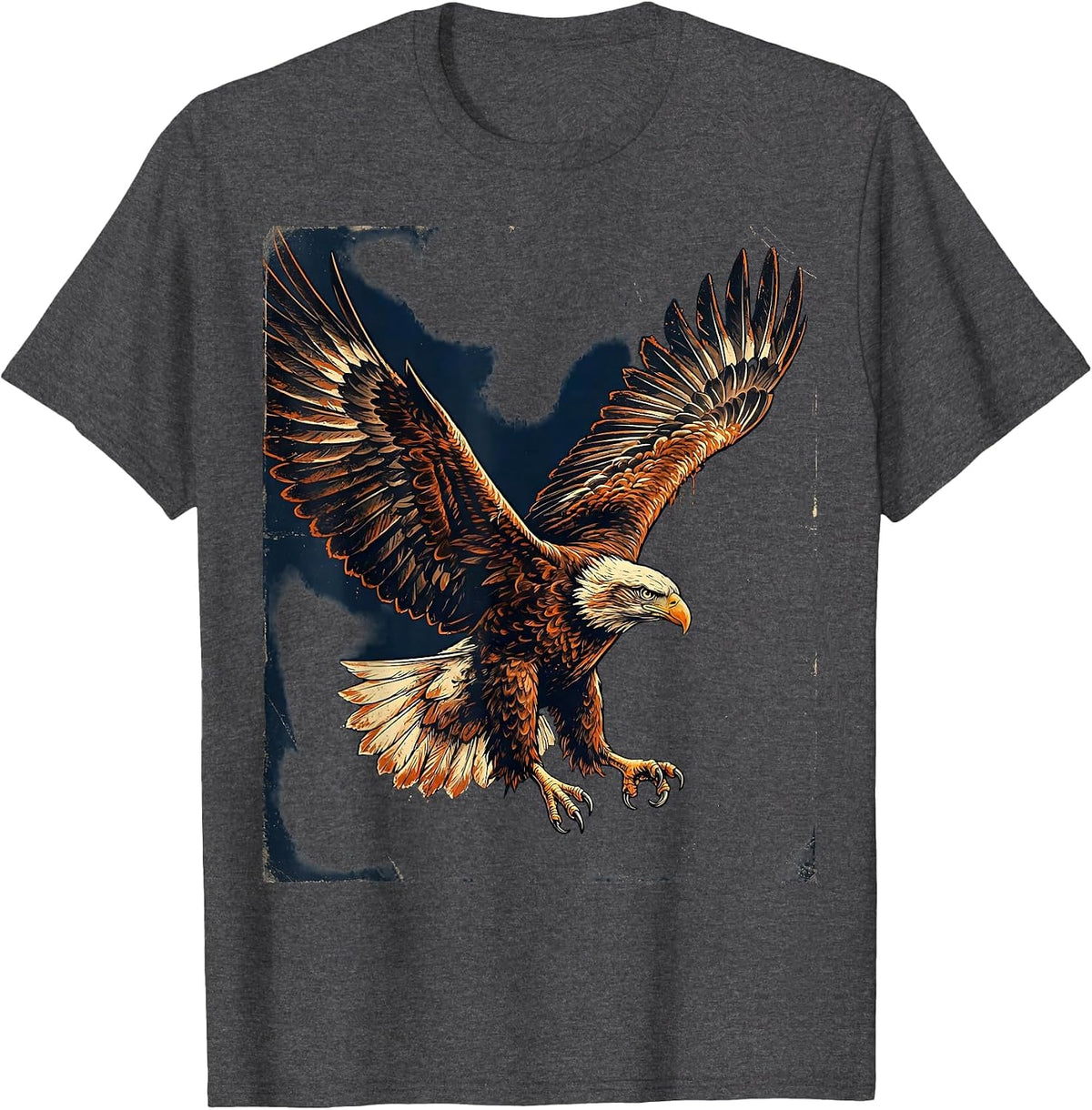 Men's Eagle Diving Wings Spread Wide Illustration T-Shirt - Dark Heather Grey