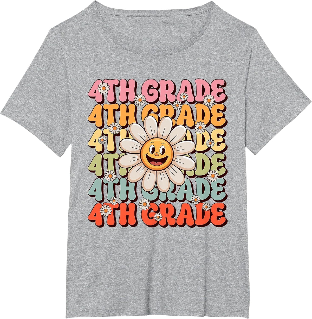 Cute 4th Grade First Day of School Teacher Back to School T-Shirt - Heather Grey