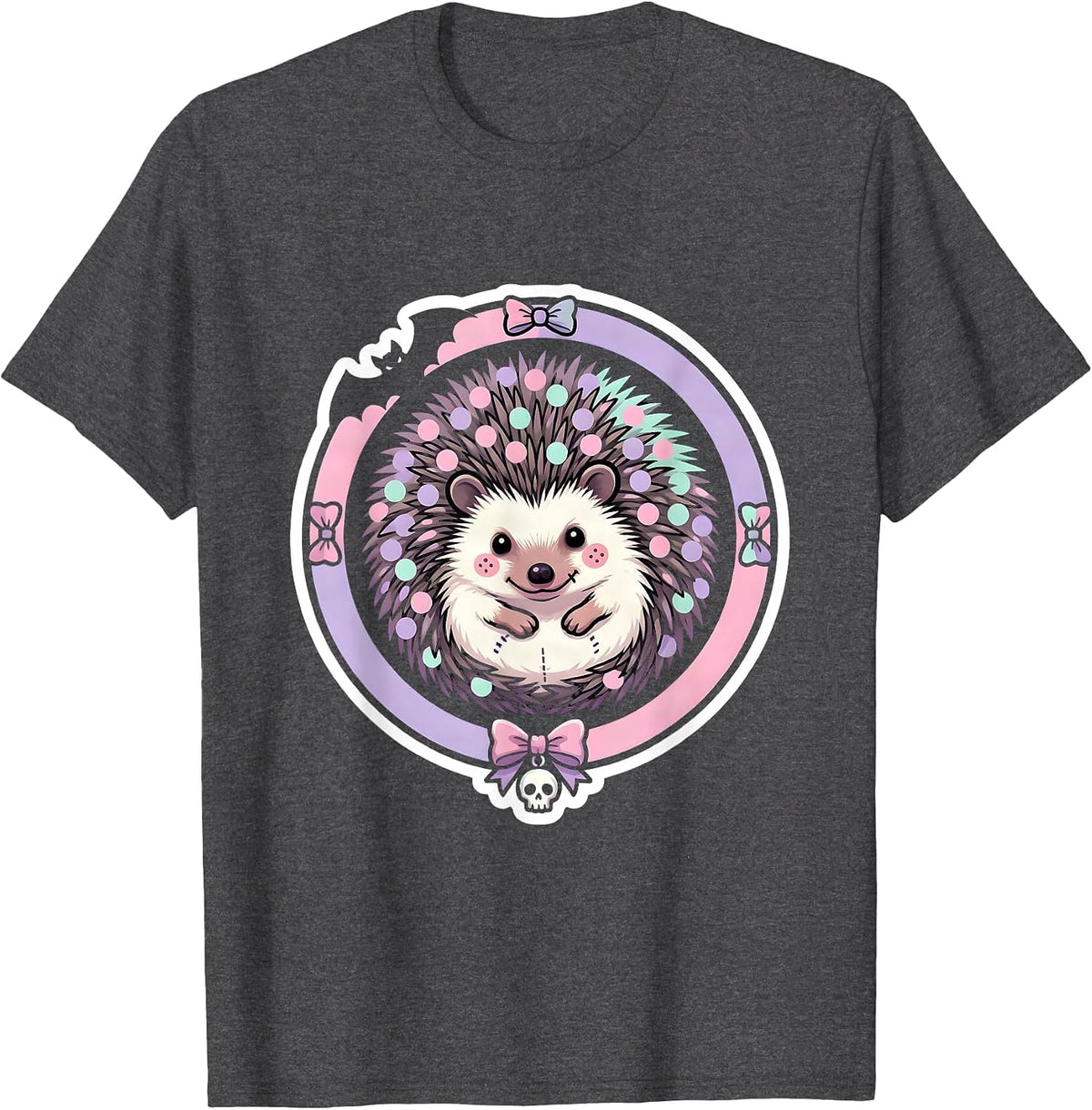 Men's Hedgehog Polka Dot Ball Cute Girls Graphic T-Shirt - Dark Heather Grey