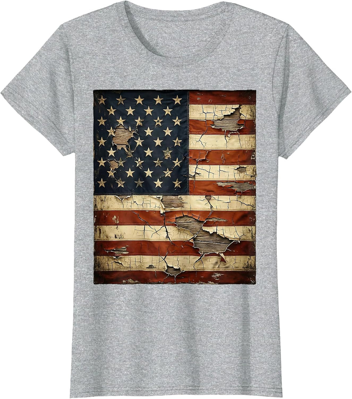 Red White and Blue Raised Fist Sparkler Fireworks T-Shirt - Heather Grey
